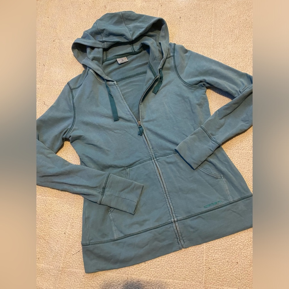 Carhartt zip-up hooded jacket.